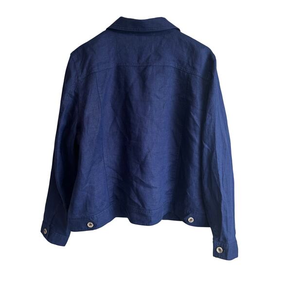 Coldwater Creek Journeys Lightweight Washable Linen Jacket Navy Blue XL - Picture 6 of 11